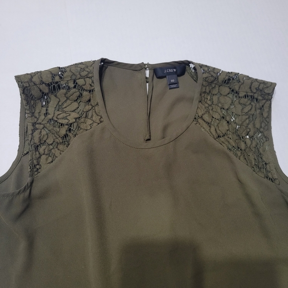 J.Crew Women’s Army green Sleeveless Lace Top Sz0 - Picture 4 of 7
